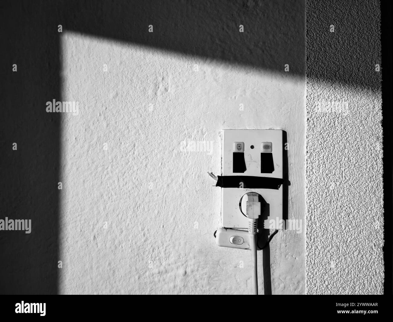 Abstraktes Face of Technology: Schalter und Schatten Stockfoto