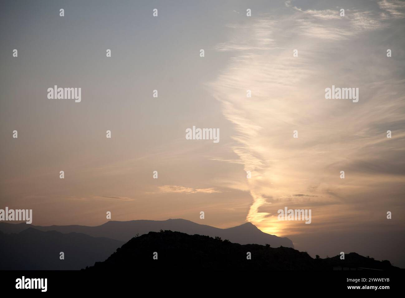 Sonnenuntergang jabal akhdar al hamra oman im Nahen Osten Stockfoto