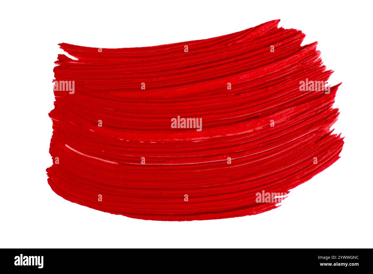 Abstrich von rotem Lippenstift auf leerem Hintergrund. Schönheitsprodukt, kräftige und lebendige Farben. Stockfoto