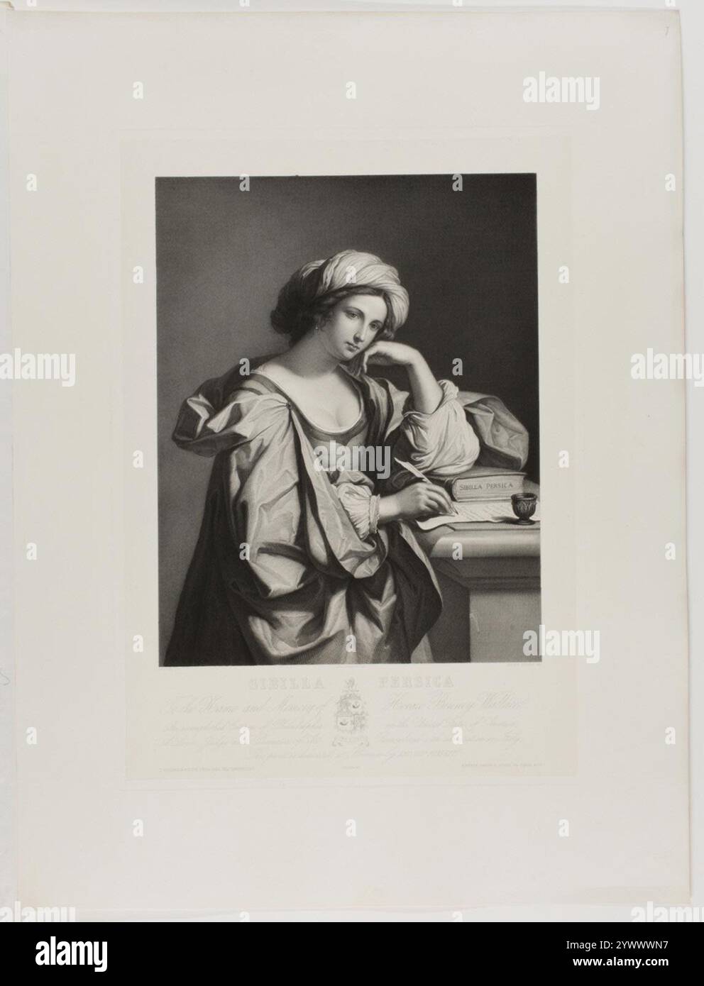 Persisch Sibyl um 1828 Antonio Perfetti (Italienisch, 1792–1872) nach Giovanni Francesco Barbieri (genannt il Guercino) (italienisch, 1591–1666) Kopist Giuseppe Ferretti (italienisch, aktiv um 1800–1989) 1850) Stockfoto