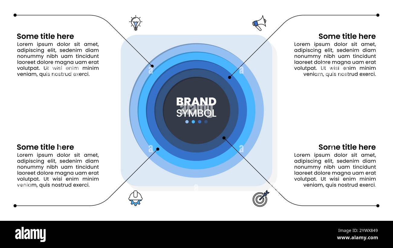 Infografik-Vorlage mit Symbolen und 4 Optionen oder Schritten. Geschichteter Kreis. Kann für Workflow-Layout, Diagramm, Banner und Webdesign verwendet werden. Vektorillustraten Stock Vektor Infografik-Vorlage mit Symbolen und 4 Optionen oder Schritten. Geschichteter Kreis. Kann für Workflow-Layout, Diagramm, Banner und Webdesign verwendet werden. Vektorillustraten Stock Vektor