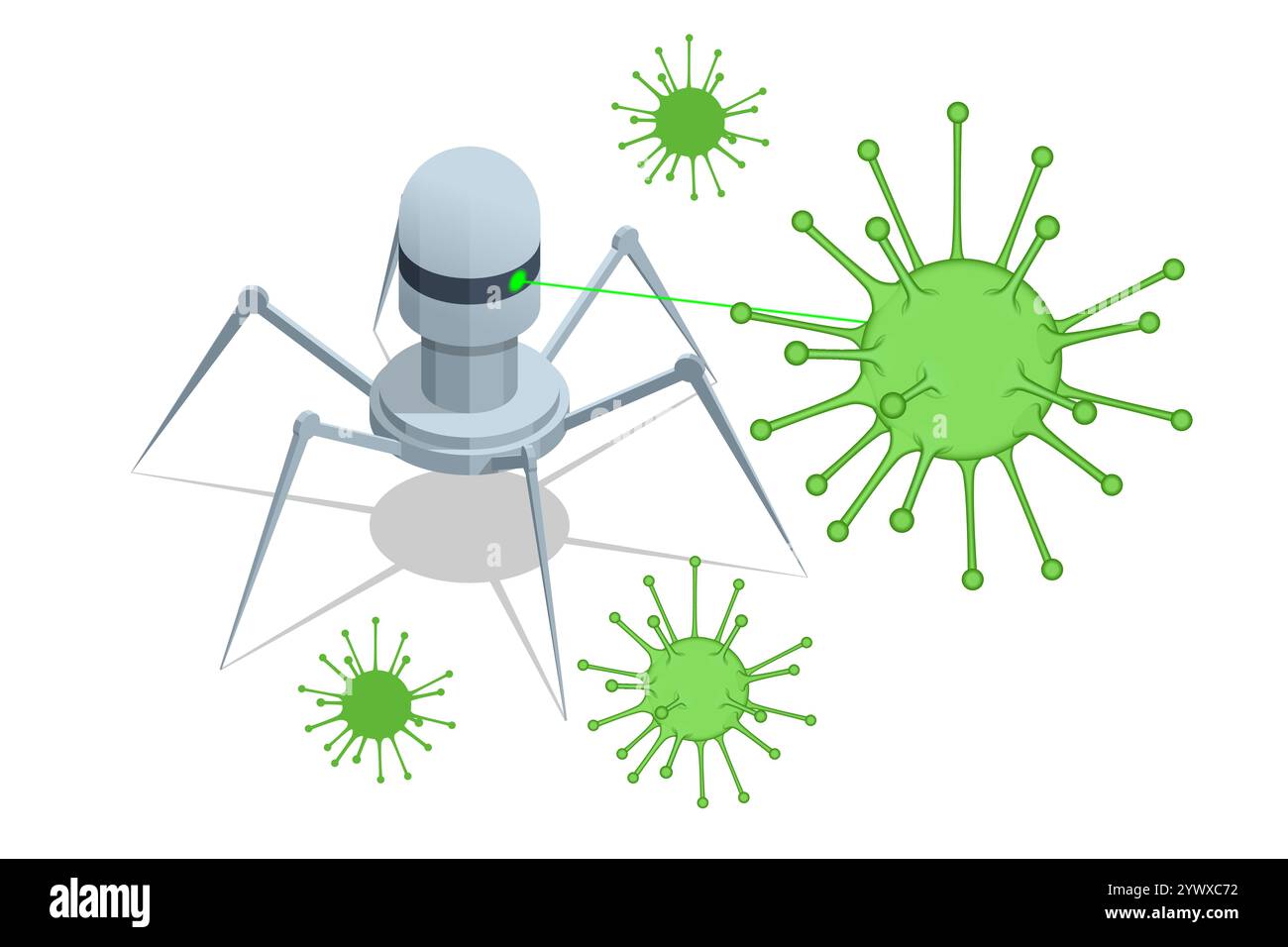 Isometrische Nanorobots unterstützen das Immunsystem, indem sie Viren und Bakterien zerstören und das Blut von Giftstoffen reinigen. Zukunftstechnologien Nanorobots für Stock Vektor