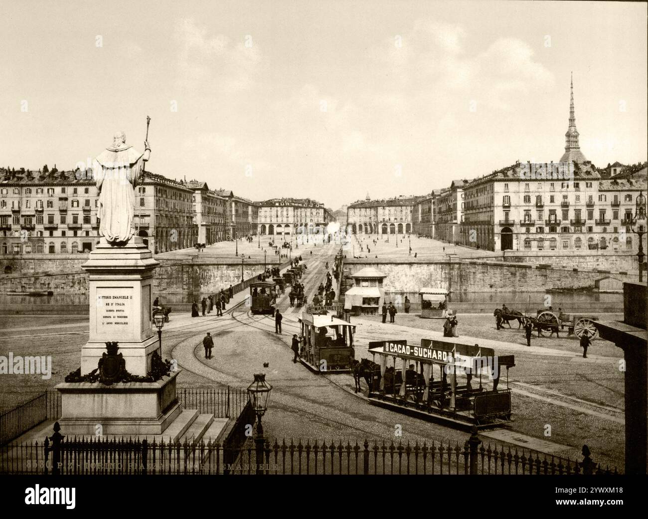 Italien Turin Piazza Vittorio Veneto von der Gran Madre di Dio - 1890-1900 Stockfoto