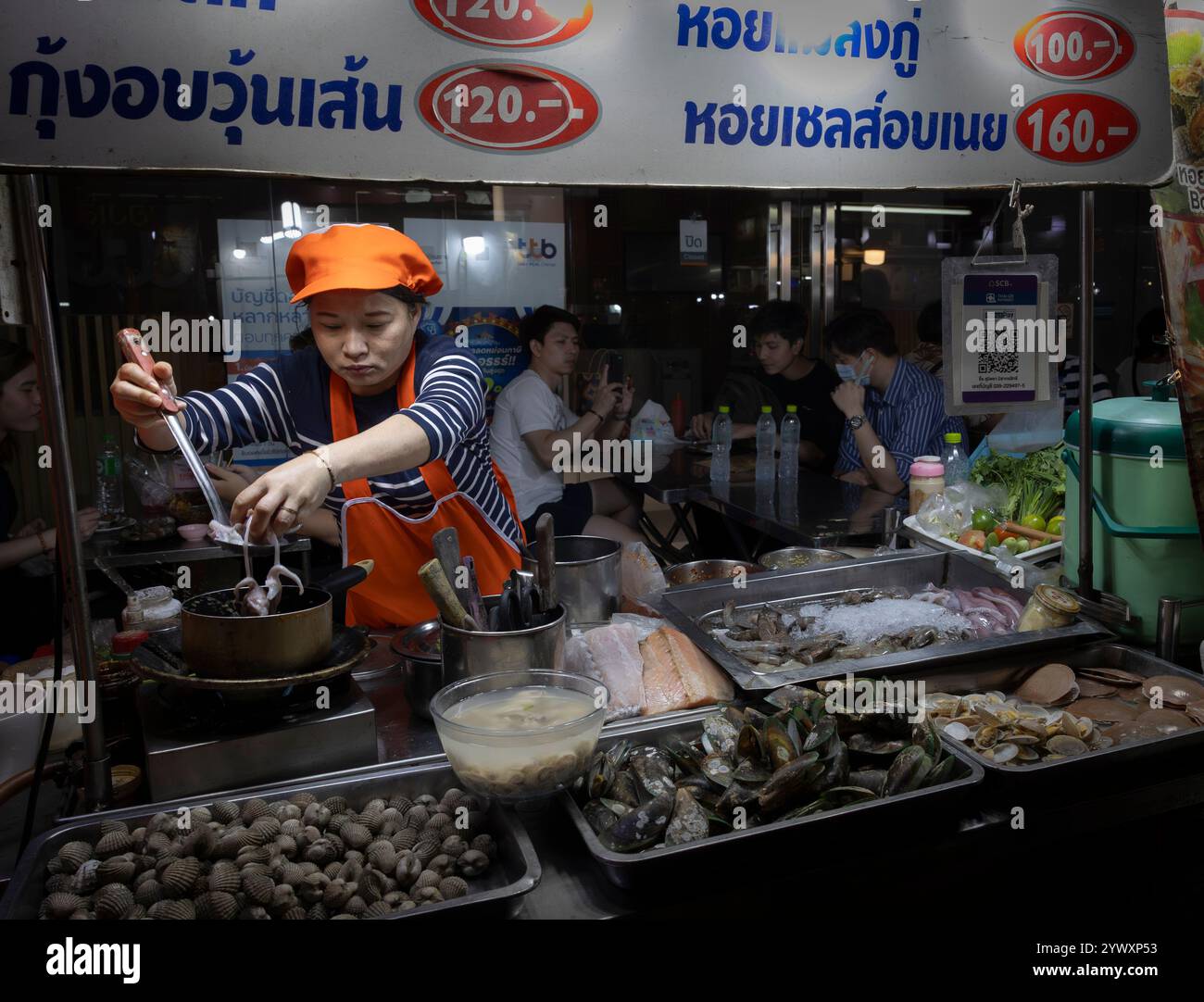 Meeresfrüchte auf den Straßen von Bangkok Stockfoto