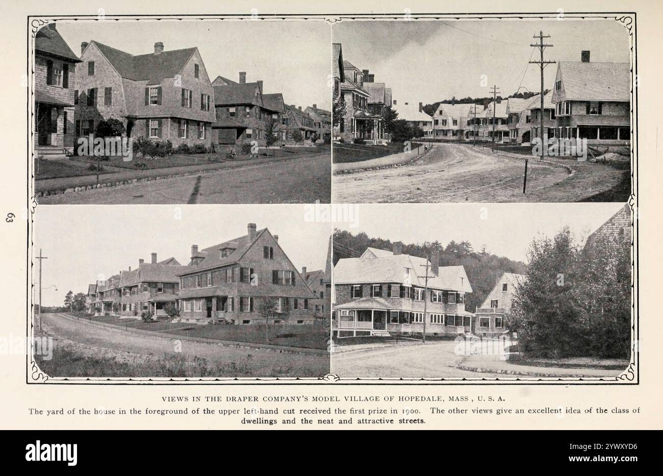 Das Modelldorf der Draper Company Hopedale, Massachusetts, MA, USA aus dem Artikel VILLAGE COMMUNITIES OF THE FACTORY. DIE MASCHINE FUNKTIONIERT, UND MEINE. Von Charles Buxton Geht. Aus dem Engineering Magazine widmet sich Industrial Progress Band XXI 1901 The Engineering Magazine Co Stockfoto