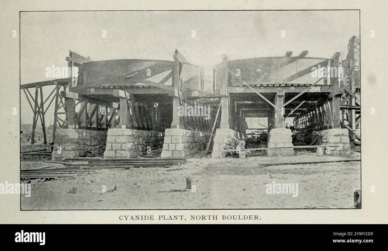 Cyanid Plant North Boulder aus dem Artikel GOLD MINING AND MILLLING IN Western AUSTRALIA von A. G. Charleton Part v. FRÄS- UND CYANIDING-PRAXIS BEI KALGOORLIE vom Engineering Magazine gewidmet dem Industrial Progress Band XXI 1901 The Engineering Magazine Co Stockfoto