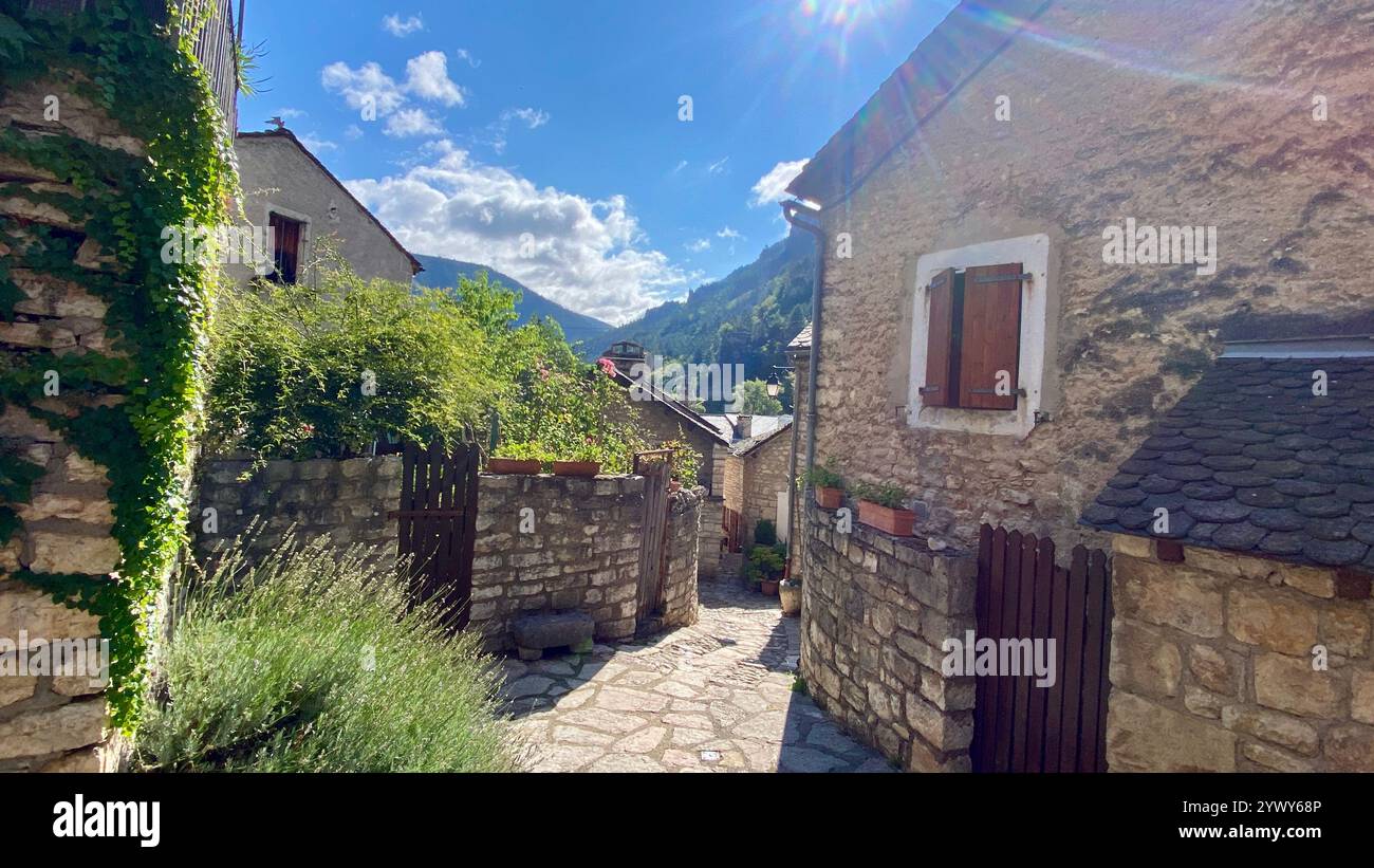 Historische, alte Gasse in Frankreich Stockfoto