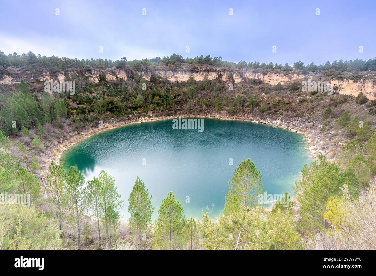 Naturdenkmal Torcas de Palancares y Tierra Muerta, Cañada del Hoyo, Cuenca, Spanien Stockfoto