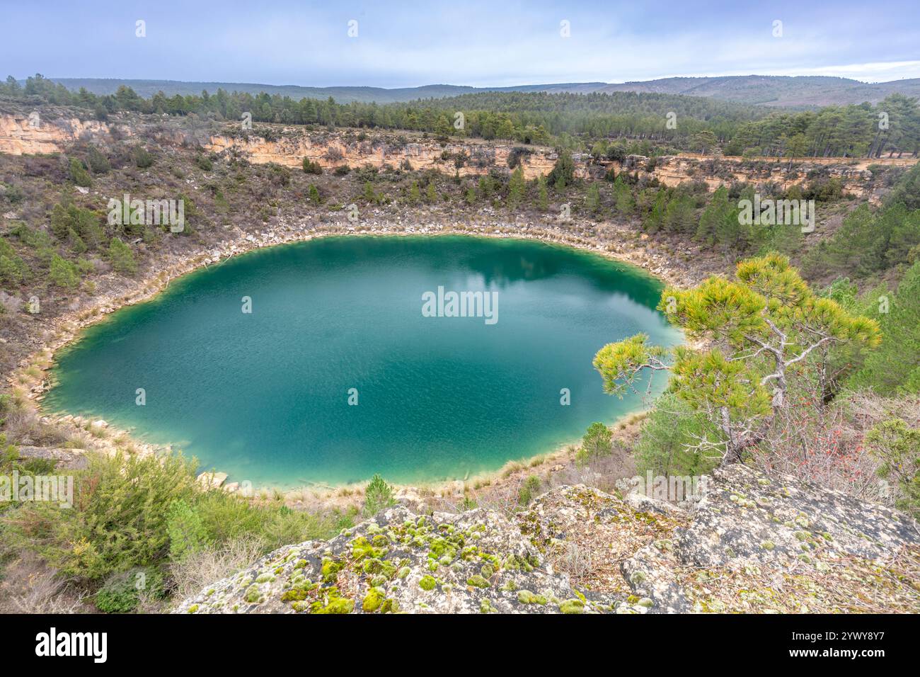 Naturdenkmal Torcas de Palancares y Tierra Muerta, Cañada del Hoyo, Cuenca, Spanien Stockfoto