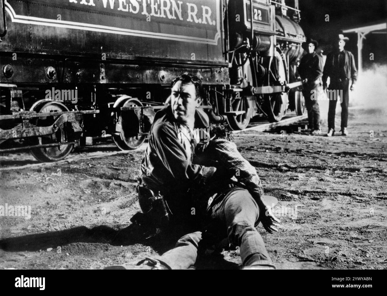 Anthony Quinn, am Set des Westernfilms „Last Train from Gun Hill“, Paramount Pictures, 1959 Stockfoto