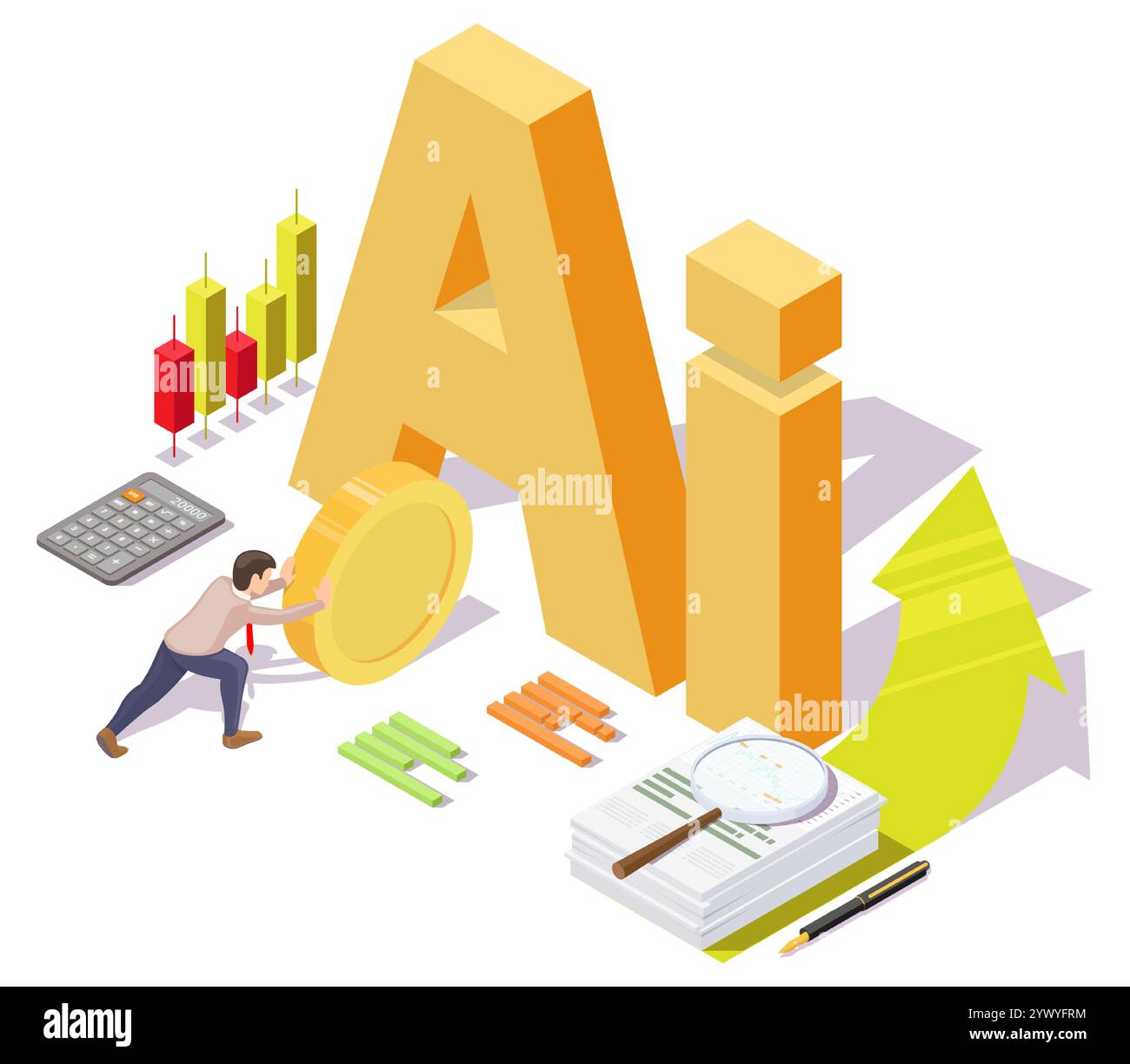 Neuronales KI-Netzwerk hilft, Geld zu verdienen und den Gewinn zu steigern Stock Vektor