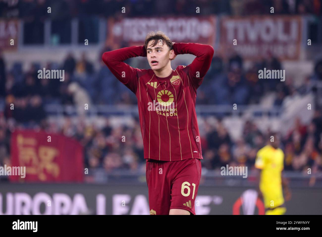 Roma, Latium, ITALIEN. Dezember 2024. 12/2024 Rom, Stadio Olimpico, Fußballspiel der UEFA Europa League 2024/24 zwischen AS Roma und FC Sporting Braga. Auf Foto: (Kreditbild: © Fabio Sasso/ZUMA Press Wire) NUR REDAKTIONELLE VERWENDUNG! Nicht für kommerzielle ZWECKE! Stockfoto