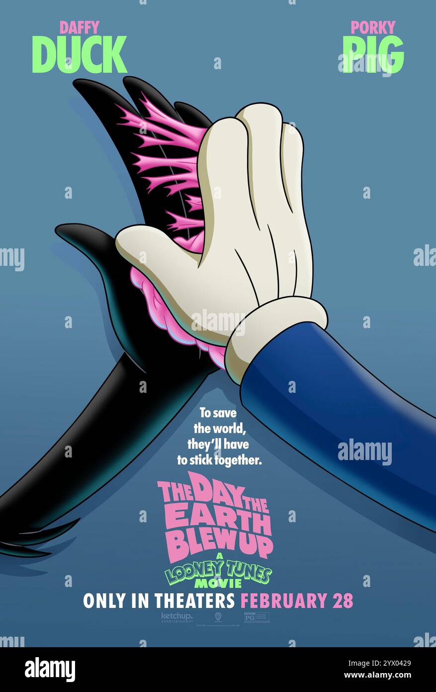 The Day the Earth Explow Up: A Looney Tunes Movie (2024) von Peter Browngardt mit Eric Bauza, Candi Milo und Peter MacNicol. Porky Pig und Daffy Duck sind die einzige Hoffnung der Erde, wenn man sich der Bedrohung einer Invasion durch Alien stellt. NUR ZUR REDAKTIONELLEN VERWENDUNG des US-Advance-Posters. Quelle: BFA / Warner Bros Stockfoto
