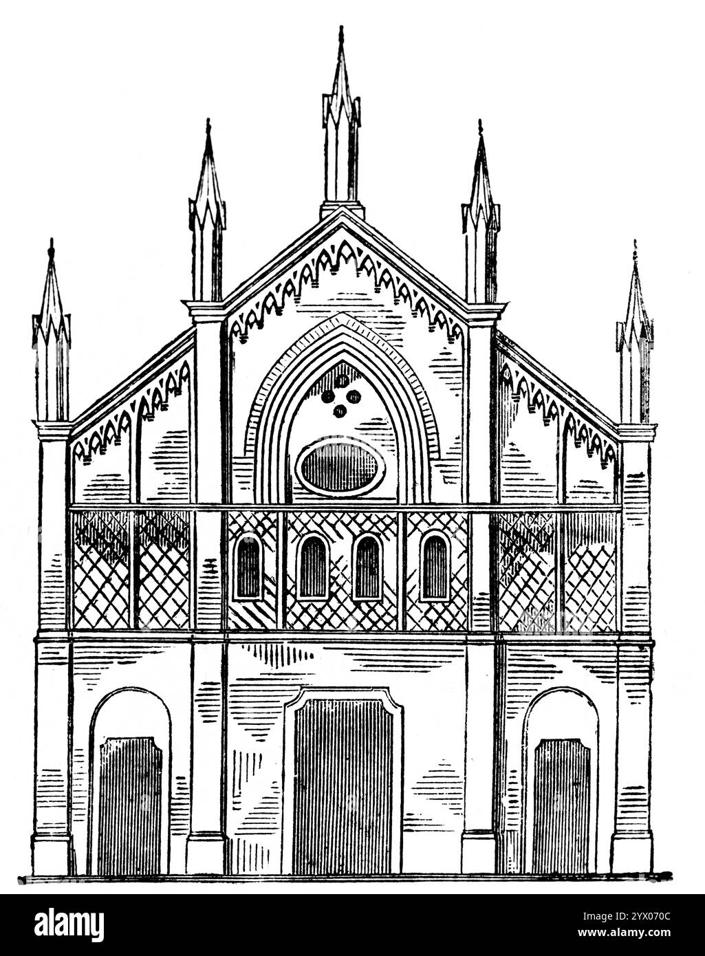 Chruch Parrocchia di San Francesco d'Assisi, Pavia, Lombardei. Italien Südeuropa, historische Abbildung 1877 Stockfoto