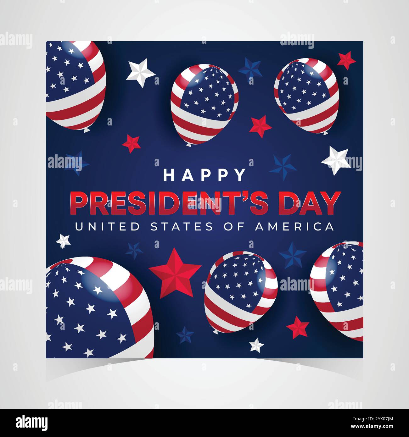 Webbanner zum „Happy Presidents Day“ mit US-Flagge. Titelseite Des Präsidenten-Tages, Website, Kopfzeilenhintergrund. Washingtons Geburtstag wurde in den Vereinigten Staaten gefeiert Stock Vektor