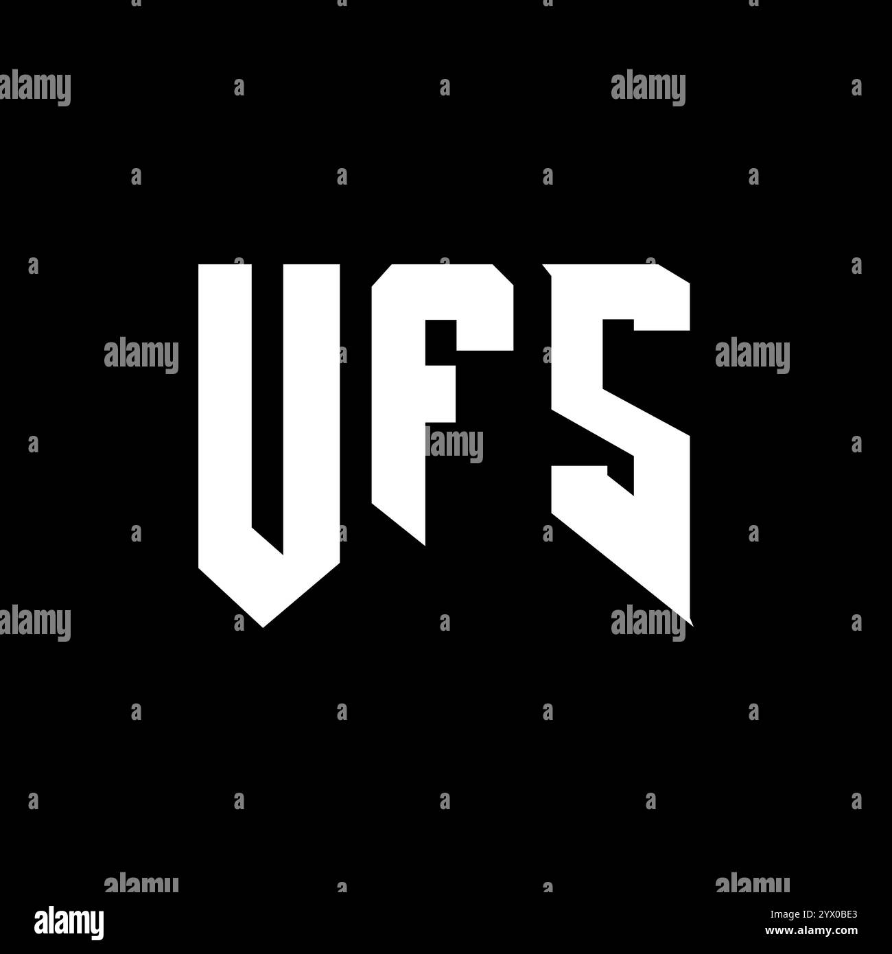 UFS-Letter-Logo für Technologieunternehmen. Farbkombination in Schwarz-weiß mit UFS-Logo. UFS-Logo, UFS-Vektor, UFS-Design, UFS-Symbol, UFS-Alph Stock Vektor