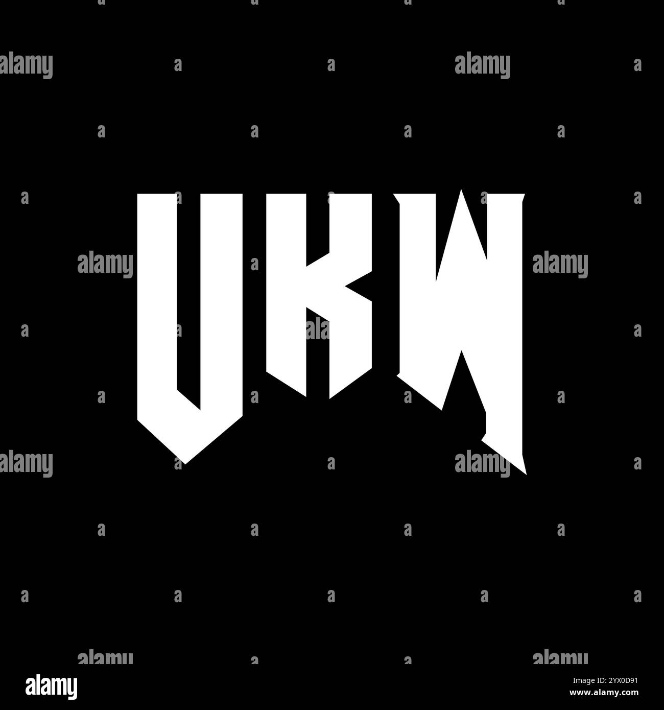 UKW Letter Logo Design für Technologieunternehmen. UKW-Logo-Design in Schwarz-weiß-Farbkombination. UKW-Logo, UKW-Vektor, UKW-Design, UKW-Icon, UKW-Alph Stock Vektor
