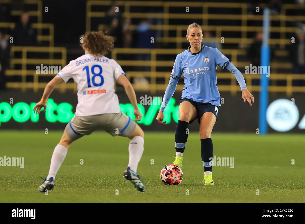 Manchester, Großbritannien. Dezember 2024. Manchester, Vereinigtes Königreich, 12. Dezember 2024: Alanna Kennedy (14 Manchester City) in Aktion während des UEFA Women's European Champions League Matches Manchester City gegen St Polten im Manchester City Academy Stadium Tom Seiss/SPP (Tom Seiss/SPP) Credit: SPP Sport Press Photo. /Alamy Live News Stockfoto