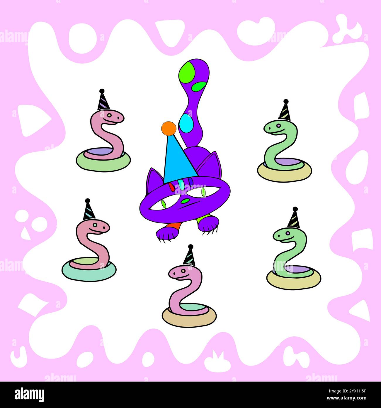 Niedliche Neujahrskarte für Kinder. Vektorabbildung Stock Vektor