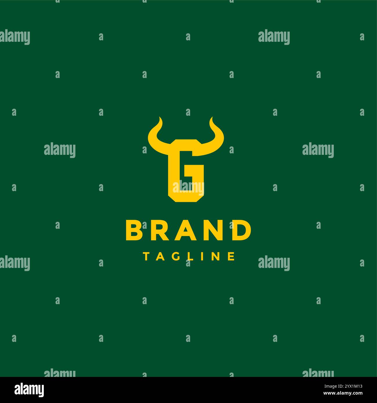 Buchstabe G mit Horn-Logo. Logodesign mit dem gehörnten Anfangsbuchstaben G. Stock Vektor