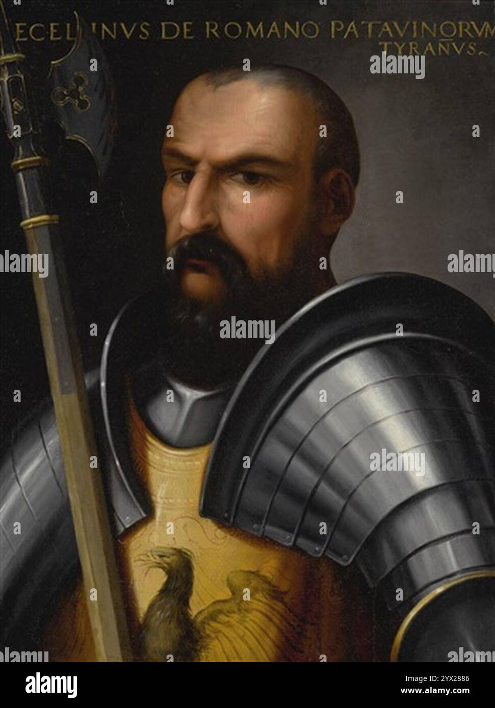 Cristofano-di-Papi-dell-altissimo-Porträt-von ezzelino-III-da-romano. Stockfoto