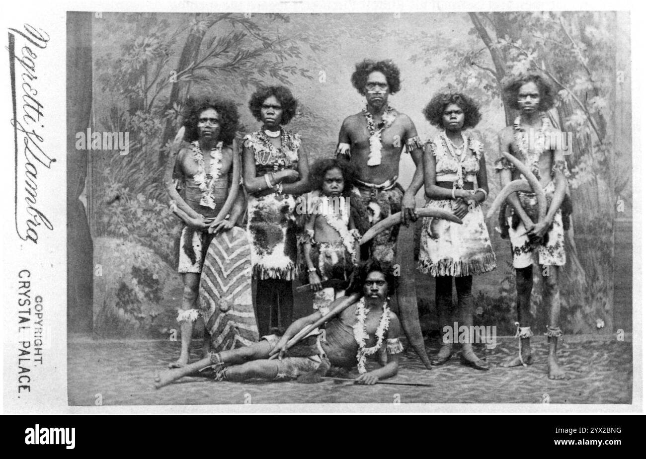 Cunningham Aborigines Group of Seven London Crystal Palace 1884. Stockfoto