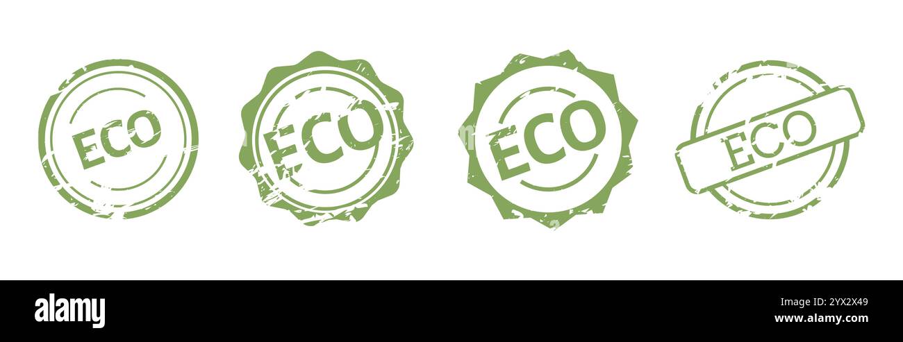 Vintage Eco Stamp Tag Vektor Illustration, isoliertes grünes Label Symbol für Business Promotion und Marketing Stock Vektor