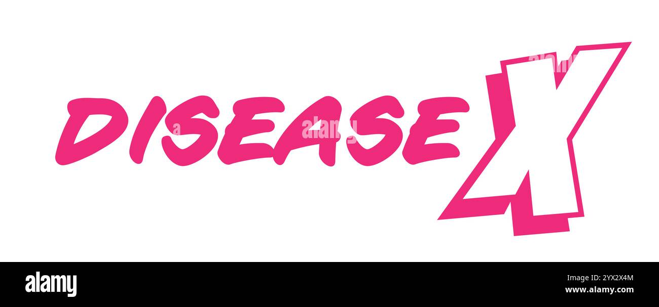 Das auffällige pinkfarbene Typografie-Design bietet Disease X einen modernen und kreativen Stil, der grafische und künstlerische Elemente auf lebendige und dynamische Weise kombiniert Stock Vektor