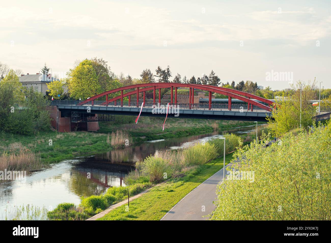 Bischofsbrücke in Poznań, Polen, eine historische Brücke über den Fluss Warta Stockfoto