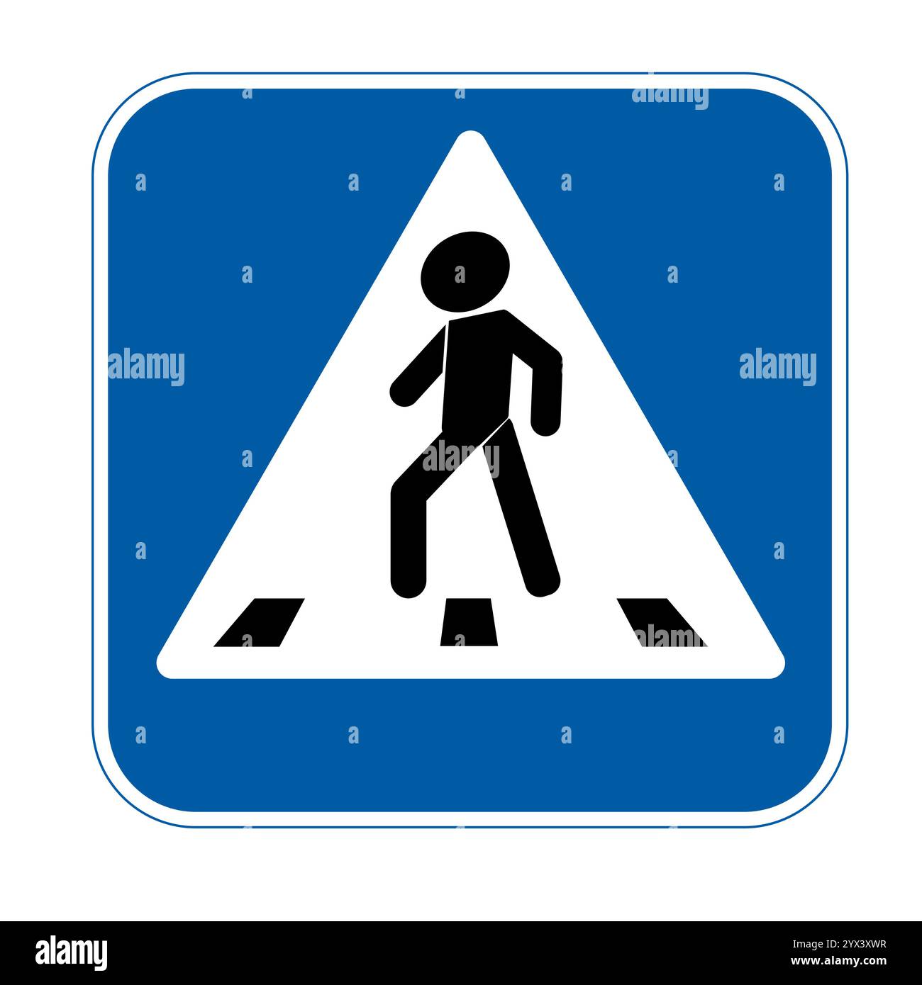 Fußgängerschild auf leerem Hintergrund. Ideal für Verkehrs-, Stadtplanungs- oder Straßensicherheitsprojekte. Stockfoto