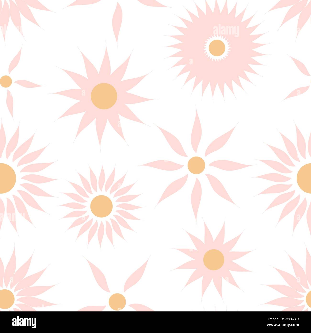 Abstraktes rosa Blumenmotiv nahtloses Muster, Vektorgrafiken niedliche Blumen wiederholen Papier Stockfoto