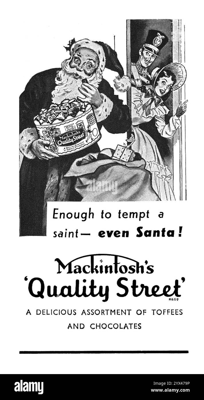 1949 British Mackintosh Quality Street Confectionery Werbespot Stockfoto