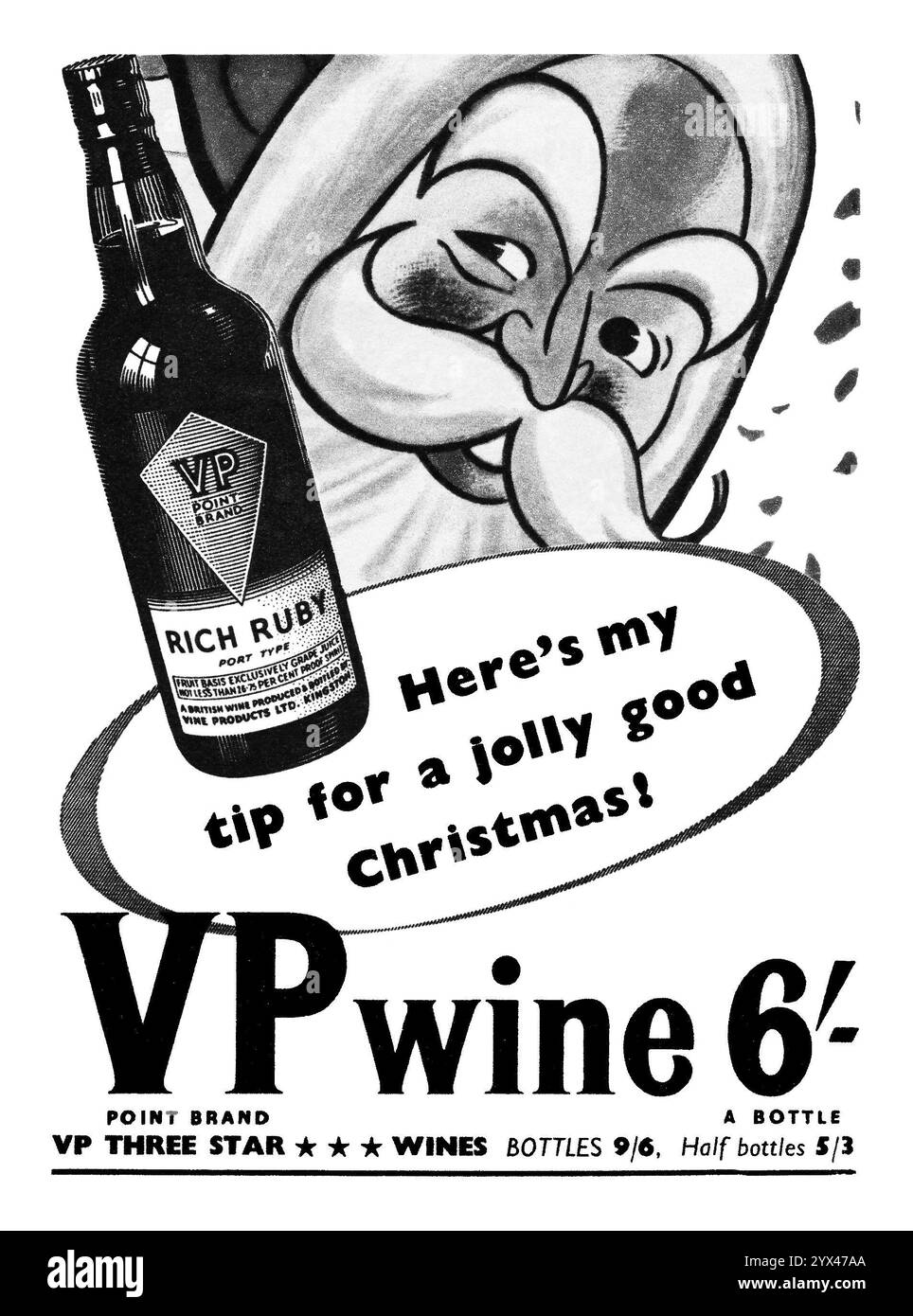 1950 VP Wine Christmas Werbespot Stockfoto