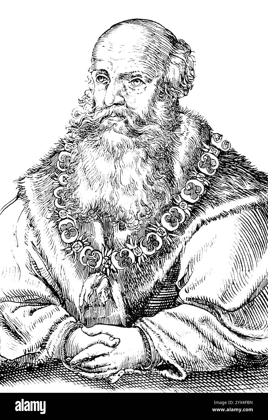 Porträt, Herzog Georg von Sachsen, Georg der Bärtige, Mitglied des Dessauer Fürstenbundes, Gegner von M. Luther, historische Illustration 1 Stockfoto