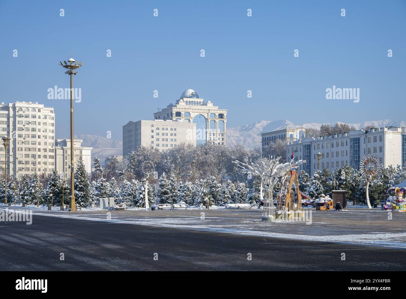 Winterpark in Duschanbe, Tadschikistan, Zentralasien, Asien Stockfoto