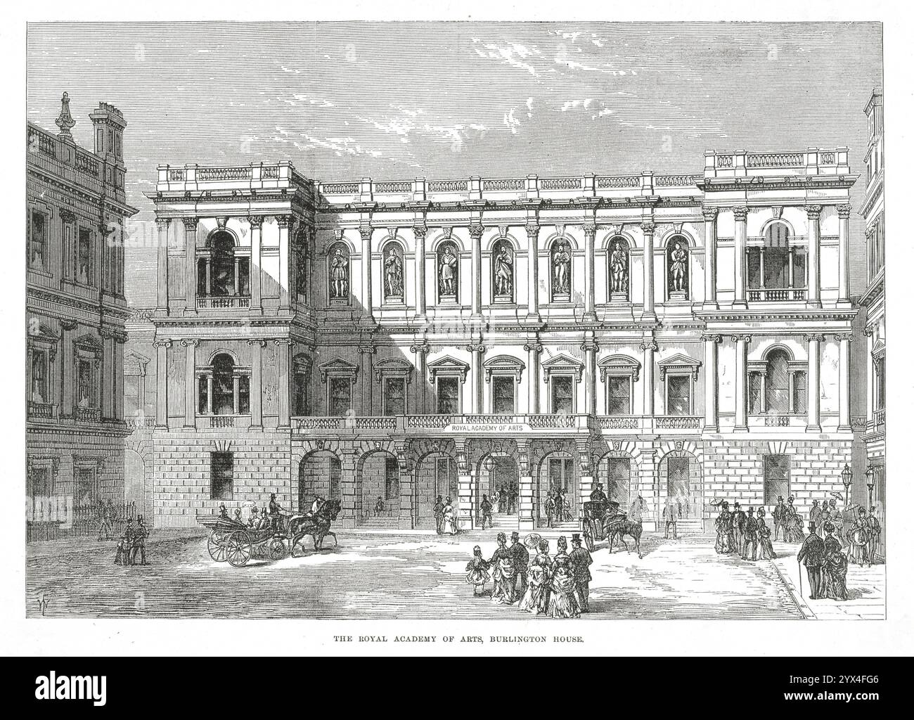 The Royal Academy of Arts, Burlington House; wahrscheinlich aus den Illustrated London News, [Juli 1869]. Gebäude in Piccadilly, London. Stockfoto