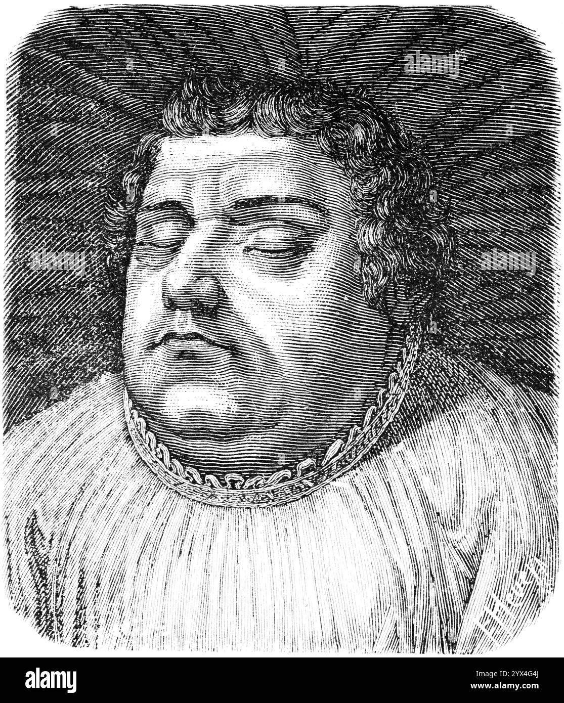 Martin Luther (1483, 1546) im Tod, Porträt nach Lucas Cranach, Reformator, Augustiner Mönch, Bibelübersetzer, Eisleben, Augen geschlossen, Begräbnis im Stockfoto