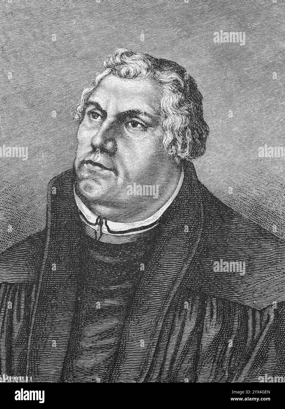 Porträt, Martin Luther (1483-1546), geboren in Eisleben, Theologe, Reformator protestantisch, nach einem Gemälde von Cranach, historische Illustration 1883 Stockfoto