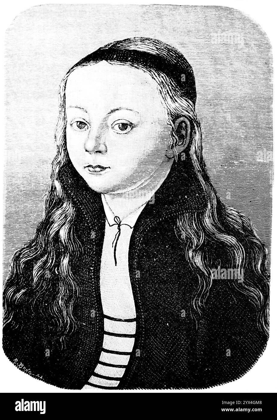 Die etwa 11-jährige Magdalena oder Lenchen Luther (1529–1542), zweites Mädchen, drittes Kind von Katharina von Bora und Martin Luther, Porträt danach Stockfoto