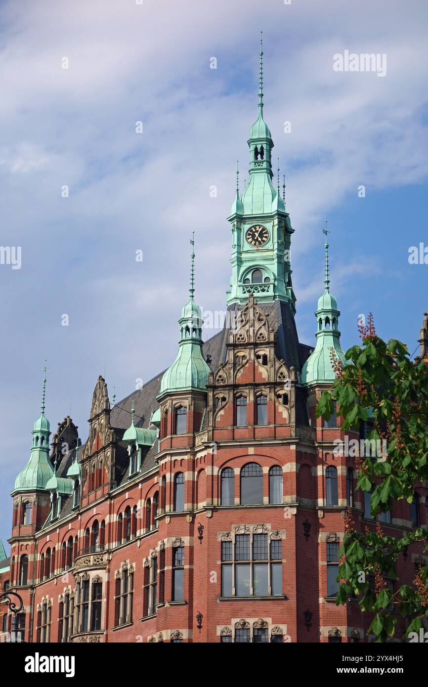 Speicherstadtrathaus, Verwaltungsgebäude, Hamburger Hafen und Logistik AG, historischer Lagerkomplex der Speicherstadt im Hamburger Hafen Stockfoto