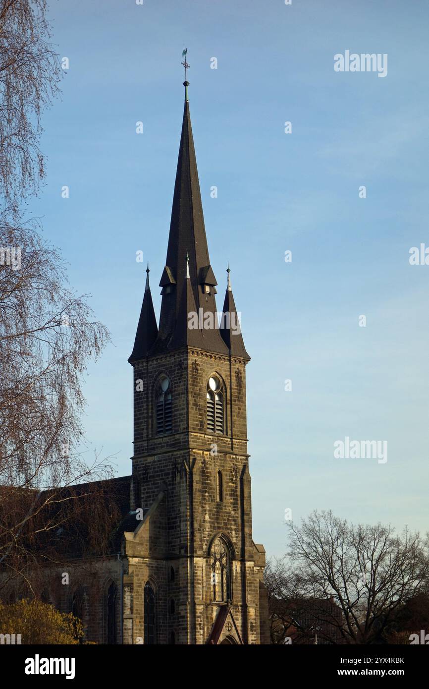 Katholische Kirche St. Sturmius, Sankt Sturmius, Rinteln, alter Hafen, Weserstadt, Weserbergland, Kirche, Sakralbau, Kirchturm, Turm, Kirche Stockfoto