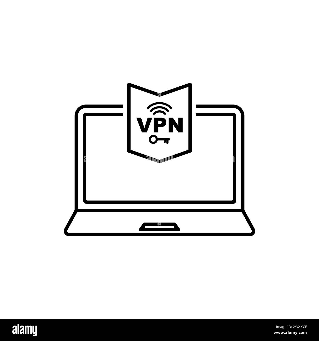 Computer Internet Security VPN Concept Line Symbolvektor Stock Vektor