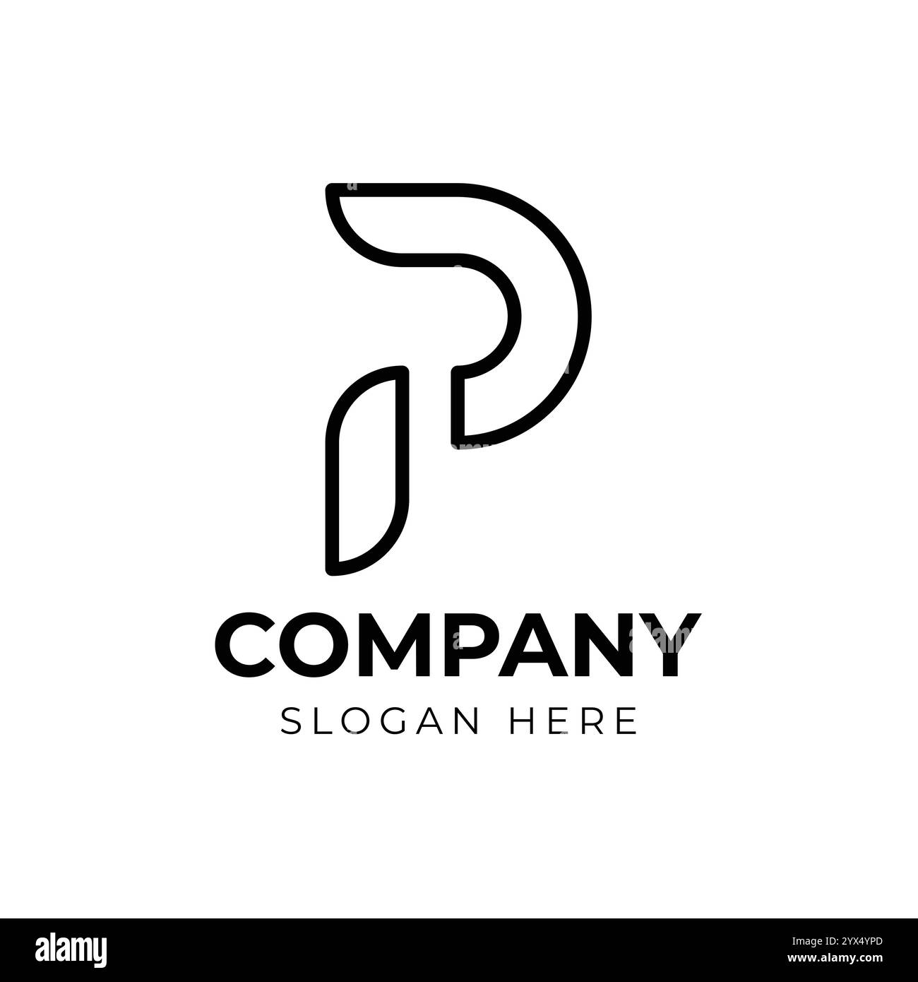 Modernes und einzigartiges Logo mit P-Initialen Stock Vektor