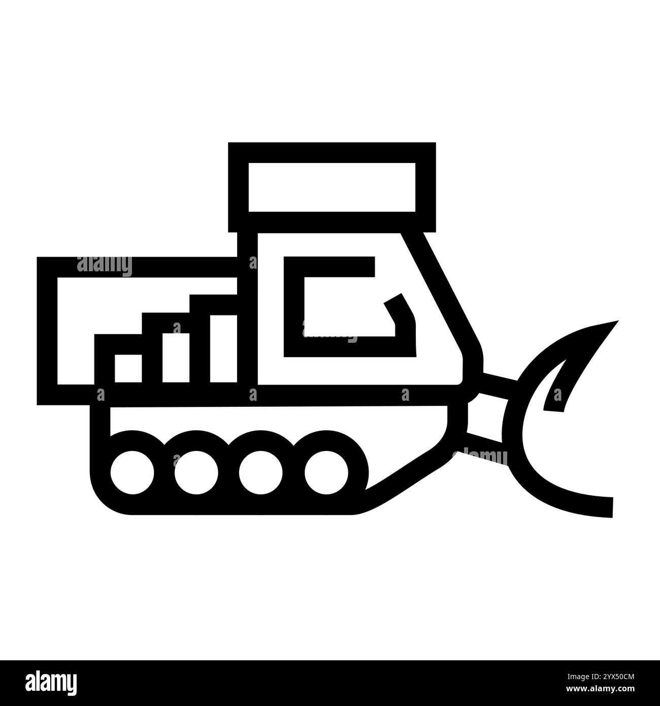 Schwarzes Symbol für die nachverfolgte Schneepflug-Linie. Schaltfläche Vektorisoliert. Bearbeitbare Kontur. Stock Vektor