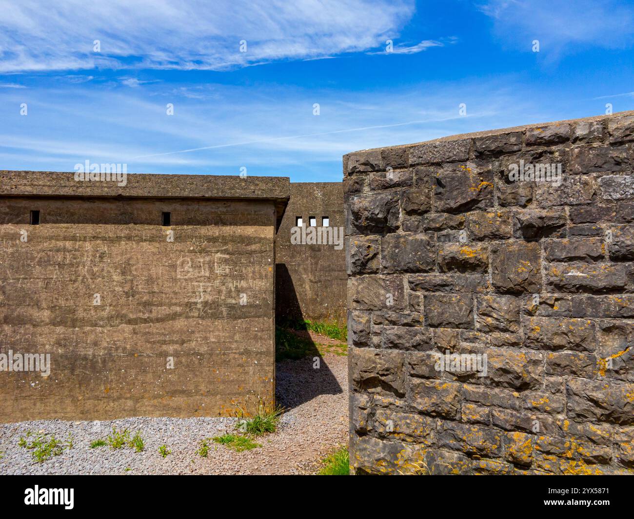 Brean Down Fort eine viktorianische Marinestützung am Bristol Channel in North Somerset im Südwesten Englands Großbritannien, erbaut in den 1860er Jahren als Palmerston Fort. Stockfoto