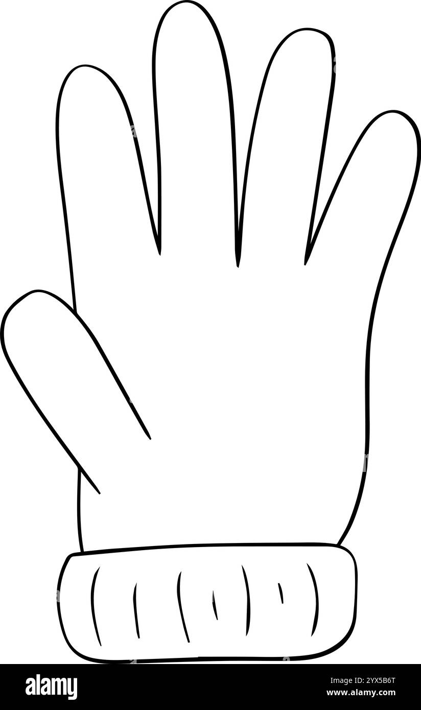 Abbildung der grafischen Linie des Handschuhs. Symbol Vektor Hand gezeichnete Illustration von Kleidung für Hände für den Winter Stock Vektor