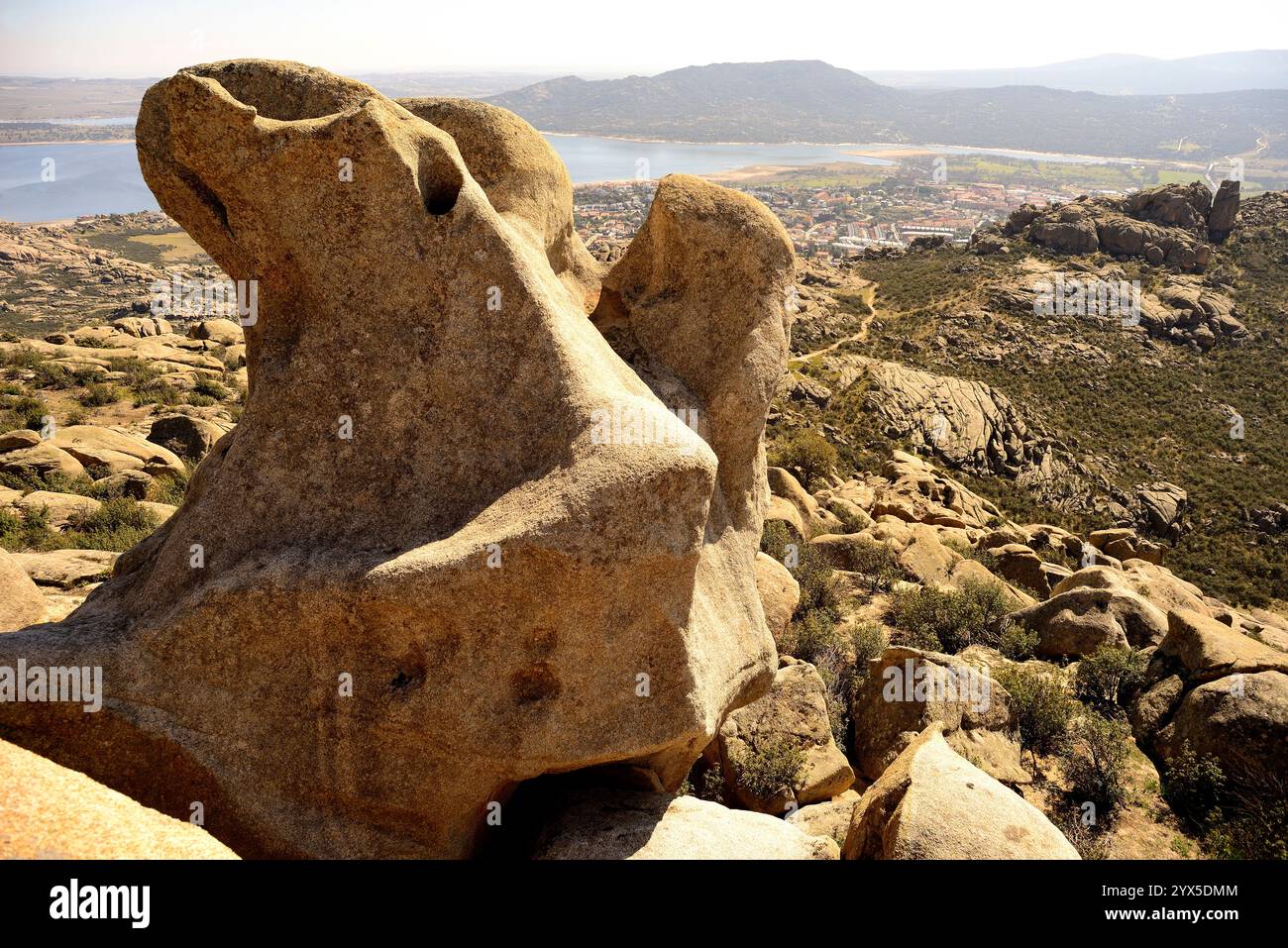 Felsige Landschaft in La Pedriza, Manzanares el Real, Madrid, Spanien Stockfoto