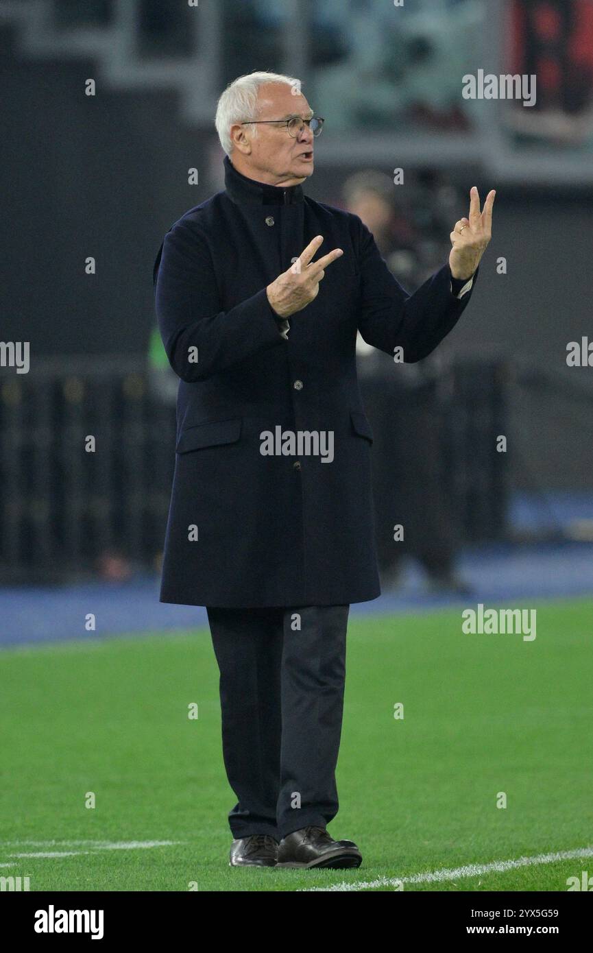 Roma-Cheftrainer Claudio Ranieri war beim Fußballspiel der UEFA Europa League 2024-2025 zwischen AS Roma und SC Braga im Olympiastadion zu sehen. Endpunktzahl; AS Roma 3: 0 SC Braga. Stockfoto