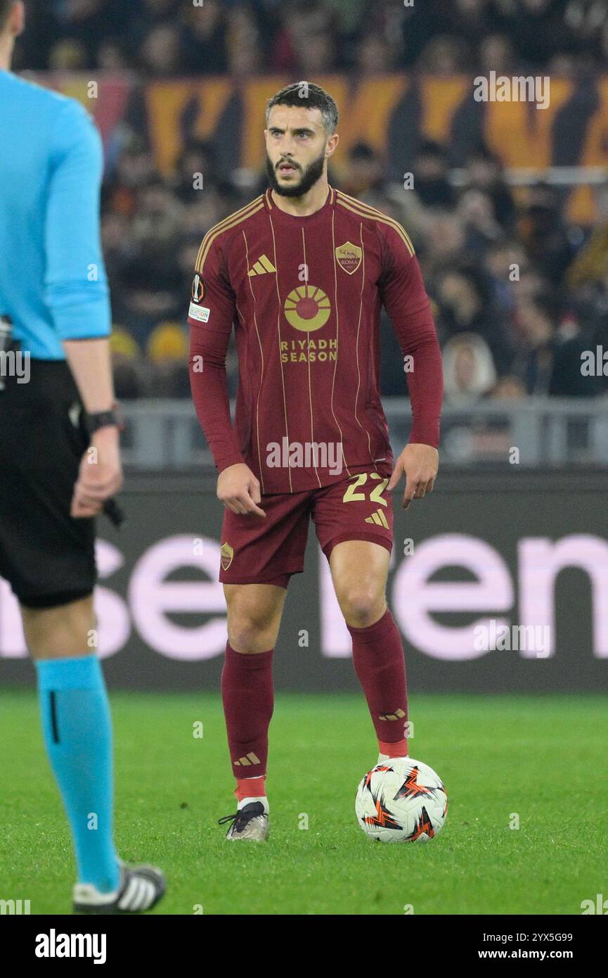 Mario Hermoso von Roma wurde während des Fußballspiels der UEFA Europa League 2024-2025 zwischen AS Roma und SC Braga im Olympiastadion in Aktion genommen. Endpunktzahl; AS Roma 3: 0 SC Braga. Stockfoto