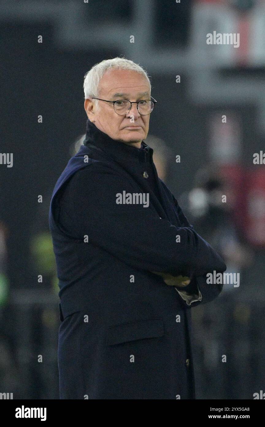 Roma-Cheftrainer Claudio Ranieri war beim Fußballspiel der UEFA Europa League 2024-2025 zwischen AS Roma und SC Braga im Olympiastadion zu sehen. Endpunktzahl; AS Roma 3: 0 SC Braga. Stockfoto